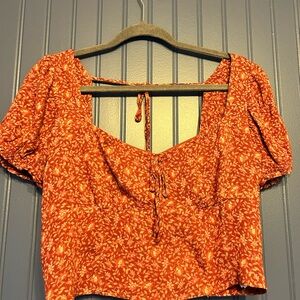 Floral Red Women's Peasant Top